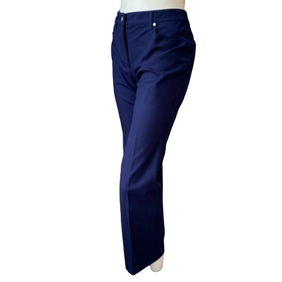 ESCADA Navy Blue Straight Leg Stretch Trousers Pants 42 - Picture 5 of 7
